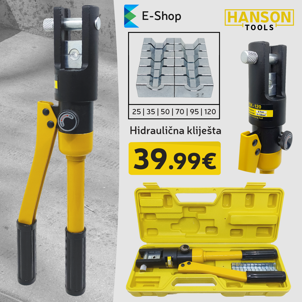 HANSON HYDRAULICKÉ KLEŠTĚ 10-120mm2 8T